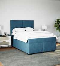 Boxspringbett mit Matratze Blau 160x200 cm Samt
