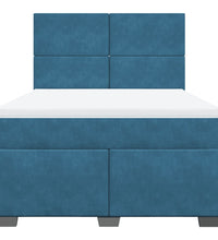 Boxspringbett mit Matratze Blau 160x200 cm Samt