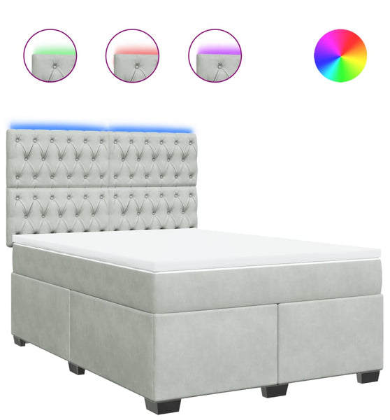 Boxspringbett mit Matratze Hellgrau 160x200 cm Samt