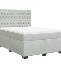 Boxspringbett mit Matratze Hellgrau 160x200 cm Samt