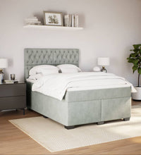 Boxspringbett mit Matratze Hellgrau 160x200 cm Samt