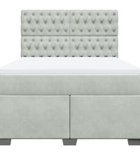 Boxspringbett mit Matratze Hellgrau 160x200 cm Samt