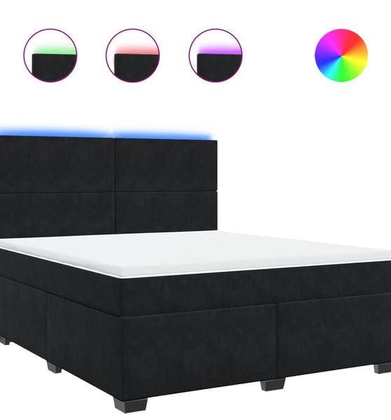 Boxspringbett mit Matratze Schwarz 180x200 cm Samt