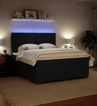 Boxspringbett mit Matratze Schwarz 180x200 cm Samt