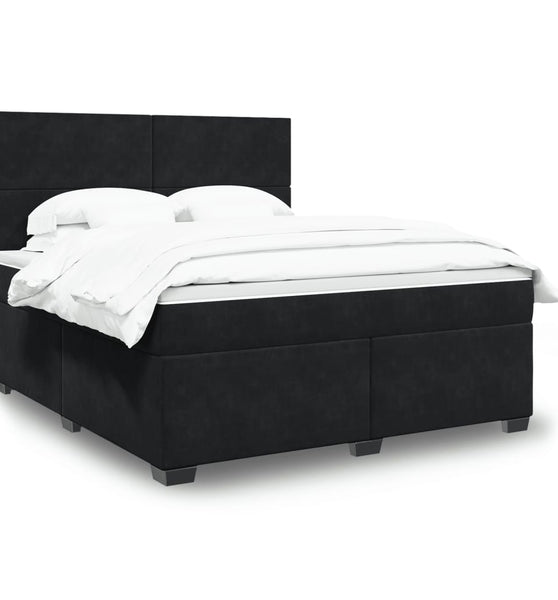 Boxspringbett mit Matratze Schwarz 180x200 cm Samt