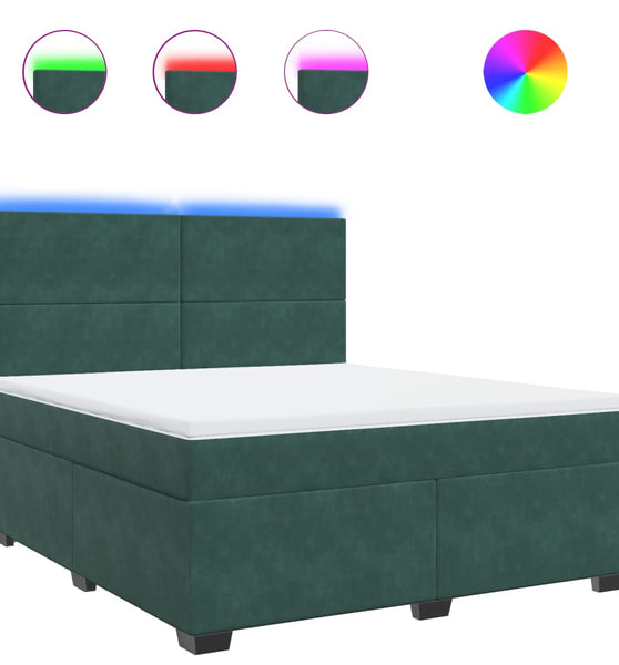 Boxspringbett mit Matratze Dunkelgrün 180x200 cm Samt