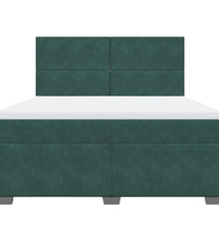 Boxspringbett mit Matratze Dunkelgrün 180x200 cm Samt