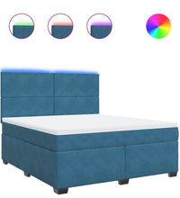 Boxspringbett mit Matratze Blau 180x200 cm Samt