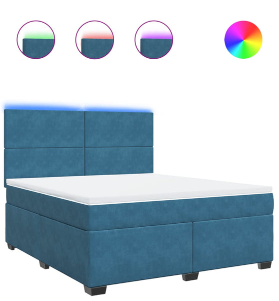 Boxspringbett mit Matratze Blau 180x200 cm Samt