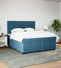 Boxspringbett mit Matratze Blau 180x200 cm Samt