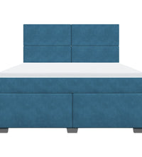 Boxspringbett mit Matratze Blau 180x200 cm Samt