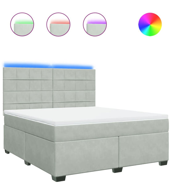 Boxspringbett mit Matratze Hellgrau 180x200 cm Samt