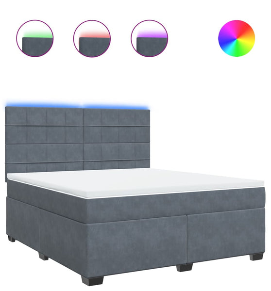 Boxspringbett mit Matratze Dunkelgrau 180x200 cm Samt