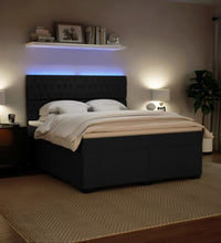 Boxspringbett mit Matratze Schwarz 180x200 cm Samt