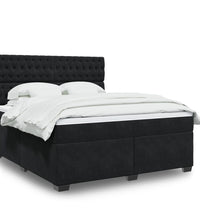 Boxspringbett mit Matratze Schwarz 180x200 cm Samt