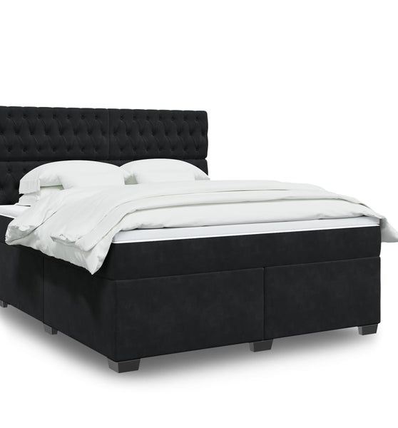 Boxspringbett mit Matratze Schwarz 180x200 cm Samt