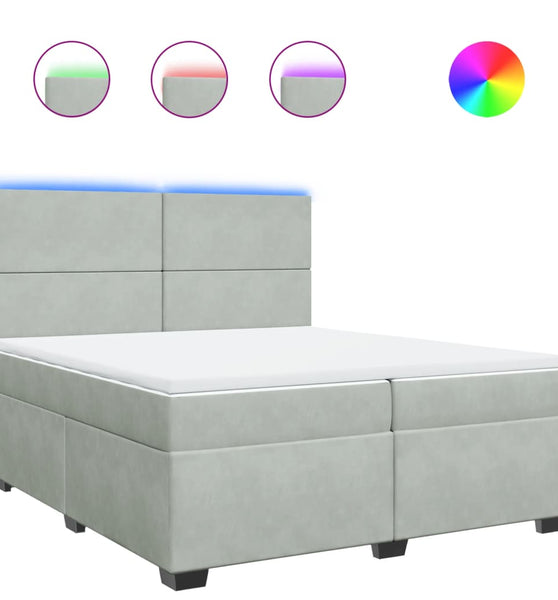 Boxspringbett mit Matratze Hellgrau 200x200 cm Samt