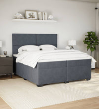 Boxspringbett mit Matratze Dunkelgrau 200x200 cm Samt