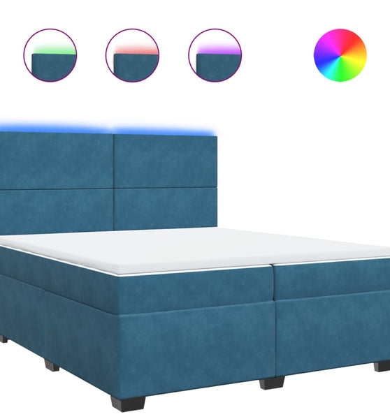Boxspringbett mit Matratze Blau 200x200 cm Samt
