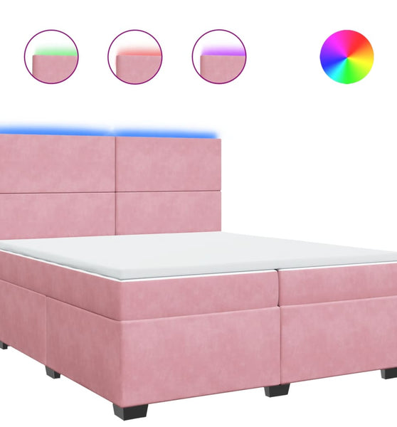 Boxspringbett mit Matratze Rosa 200x200 cm Samt