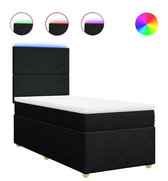 Boxspringbett mit Matratze Schwarz 80x200 cm Stoff