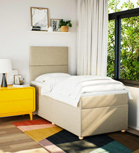 Boxspringbett mit Matratze Creme 80x200 cm Stoff