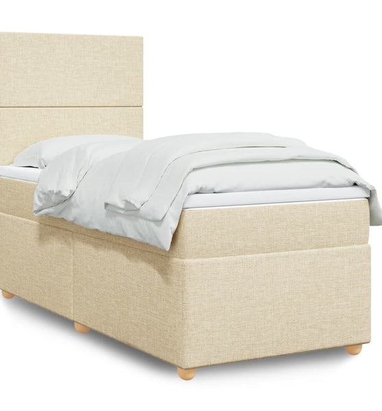 Boxspringbett mit Matratze Creme 80x200 cm Stoff