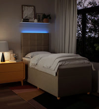 Boxspringbett mit Matratze Creme 80x200 cm Stoff