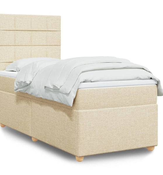 Boxspringbett mit Matratze Creme 80x200 cm Stoff