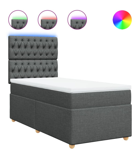 Boxspringbett mit Matratze Dunkelgrau 80x200 cm Stoff