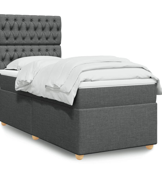 Boxspringbett mit Matratze Dunkelgrau 80x200 cm Stoff