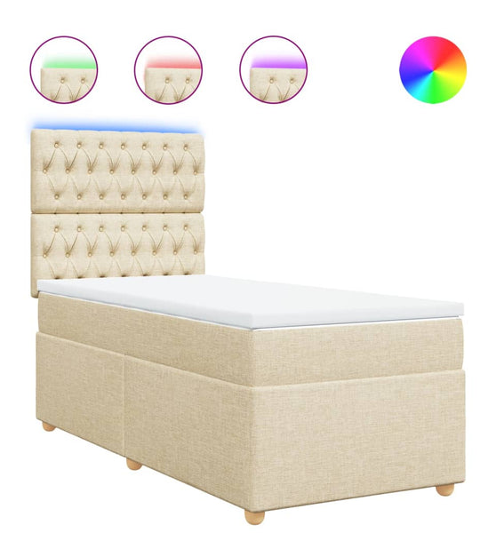 Boxspringbett mit Matratze Creme 80x200 cm Stoff