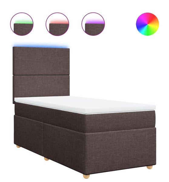 Boxspringbett mit Matratze Dunkelbraun 90x190 cm Stoff