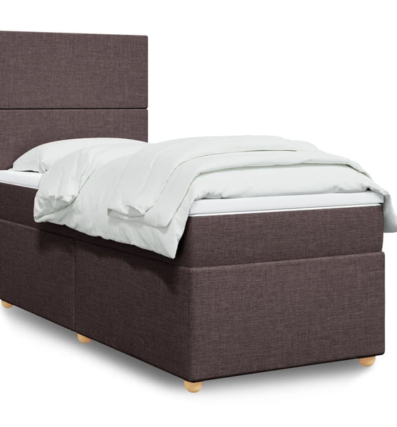 Boxspringbett mit Matratze Dunkelbraun 90x190 cm Stoff