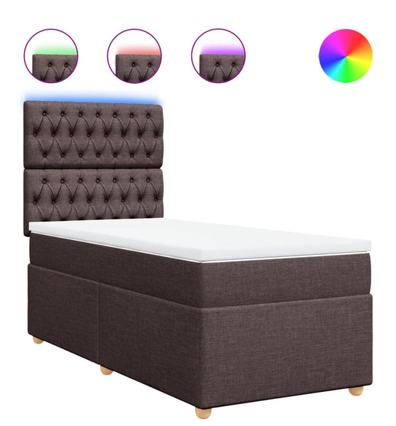 Boxspringbett mit Matratze Dunkelbraun 90x190 cm Stoff