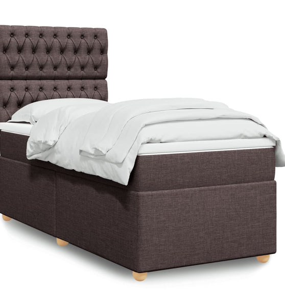Boxspringbett mit Matratze Dunkelbraun 90x190 cm Stoff