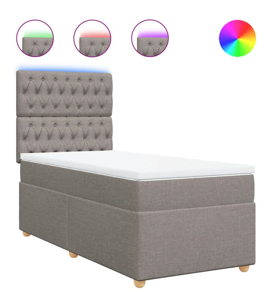 Boxspringbett mit Matratze Taupe 90x190 cm Stoff