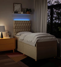 Boxspringbett mit Matratze Creme 90x190 cm Stoff