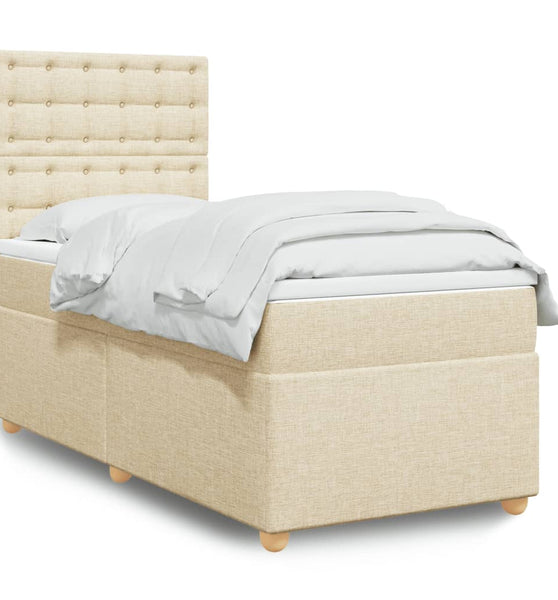 Boxspringbett mit Matratze Creme 90x190 cm Stoff