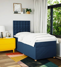 Boxspringbett mit Matratze Blau 90x190 cm Stoff