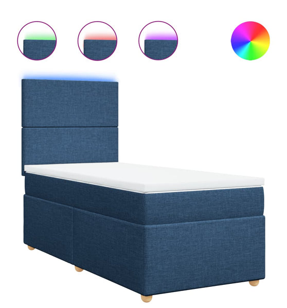 Boxspringbett mit Matratze Blau 90x200 cm Stoff