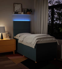 Boxspringbett mit Matratze Blau 90x200 cm Stoff