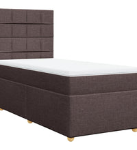 Boxspringbett mit Matratze Dunkelbraun 90x200 cm Stoff