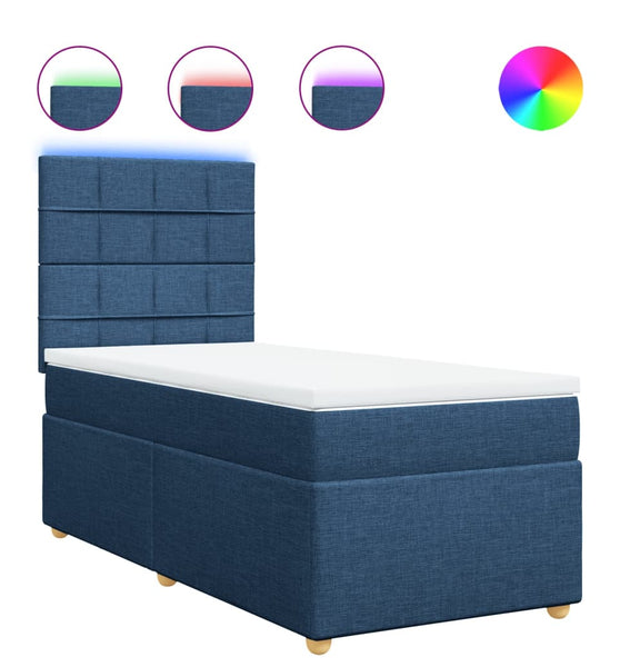 Boxspringbett mit Matratze Blau 90x200 cm Stoff