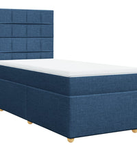 Boxspringbett mit Matratze Blau 90x200 cm Stoff