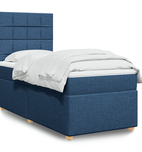 Boxspringbett mit Matratze Blau 90x200 cm Stoff