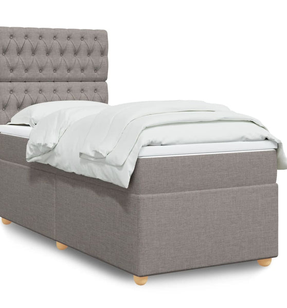 Boxspringbett mit Matratze Taupe 90x200 cm Stoff