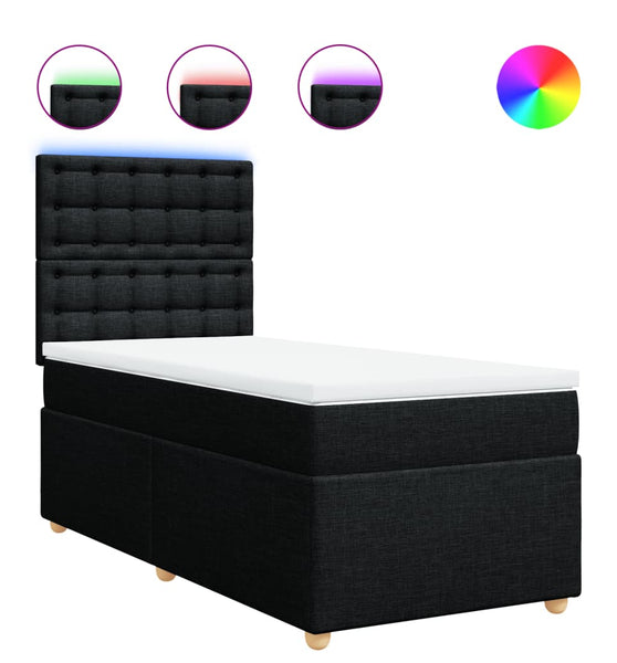 Boxspringbett mit Matratze Schwarz 90x200 cm Stoff