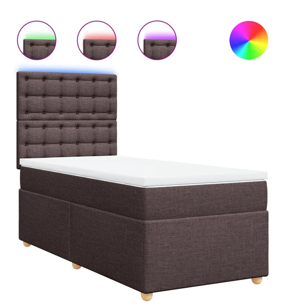 Boxspringbett mit Matratze Dunkelbraun 90x200 cm Stoff
