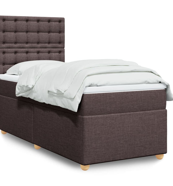 Boxspringbett mit Matratze Dunkelbraun 90x200 cm Stoff